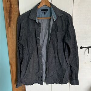 Tahari Men's Dark Gray Casual Button Down Shirt